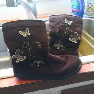 Girls sz 12 brown butterfly boots